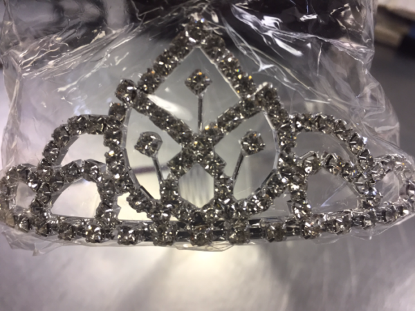 Silver Rhinestone Tiara Cake Topper